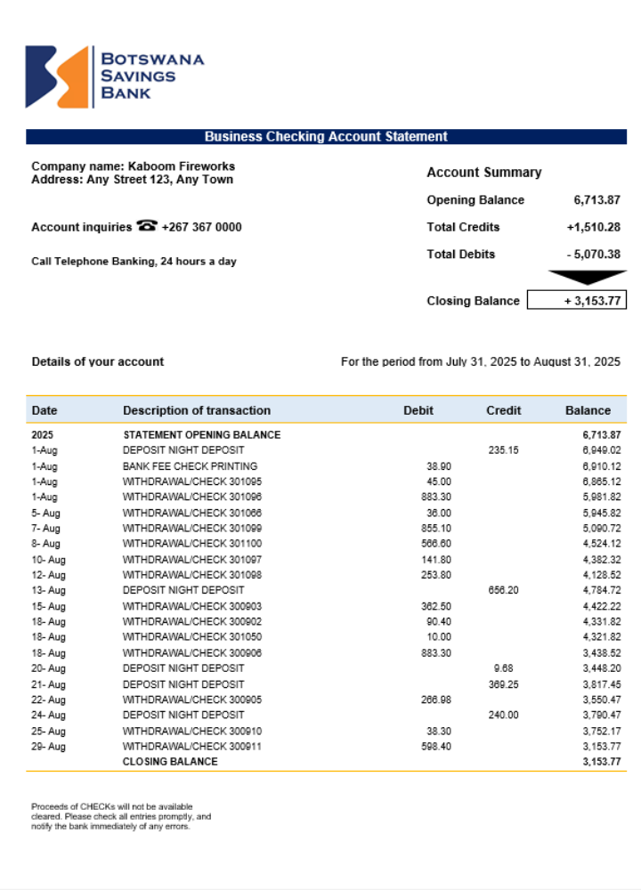 Relevé d'entreprise de la Caisse d'Epargne Format Word et PDF